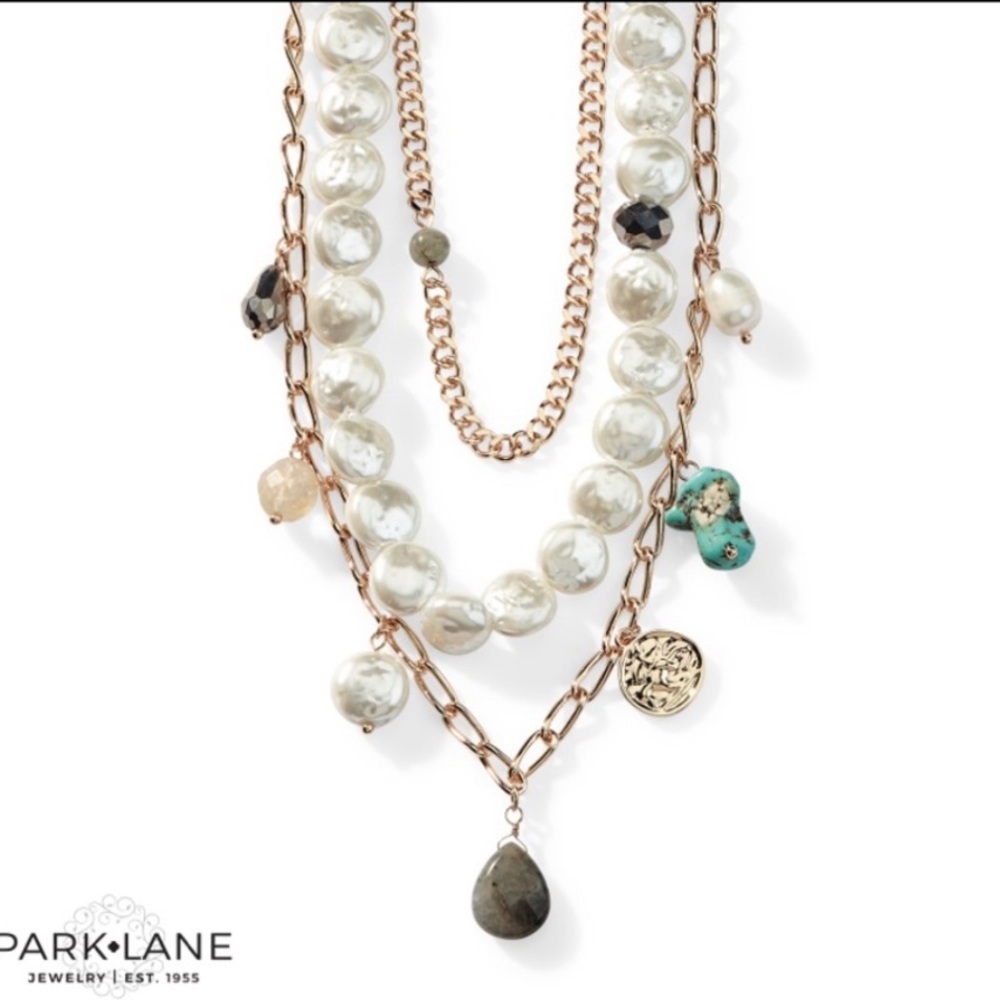 Park Lane Bahama Necklace, RETIRED, 3 necklaces in 1, main metal is gold, NWT